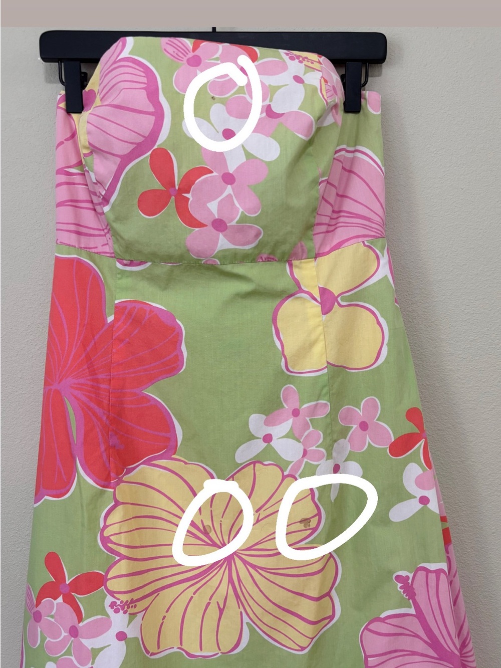 Vintage Lilly Pulitzer Size 12 Habiscus Floral Print Cotton Strapless Dress - Picture 10 of 10